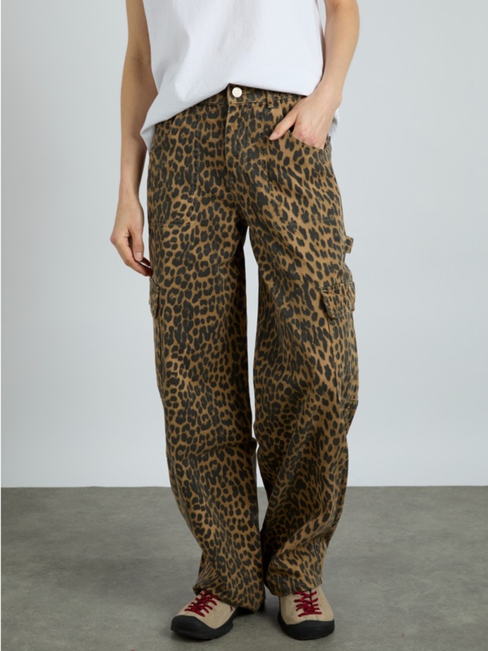 Damson Madder Leopard Print Wide-Leg Cargo Jeans - UK 14/US 10-12